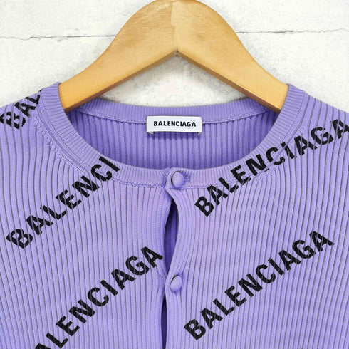 バレンシアガ BALENCIAGA 19SS オールオーバーロゴ リブカーディガン レディース M