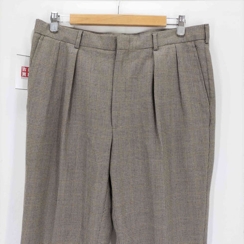 ランズエンド LANDS END USA製 ワイドタックチェックスラックスパンツ メンズ 36