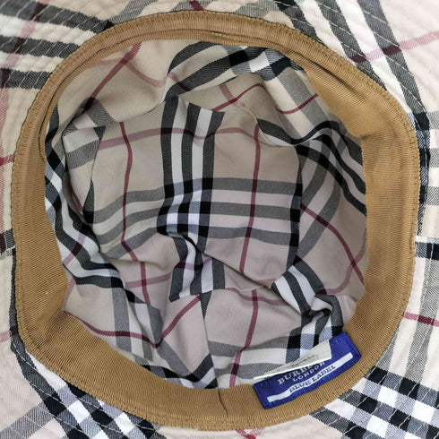 バーバリーブルーレーベル BURBERRY BLUE LABEL ロゴ刺繍 裏地ノバチェック ウールナイロン バケットハット レディース