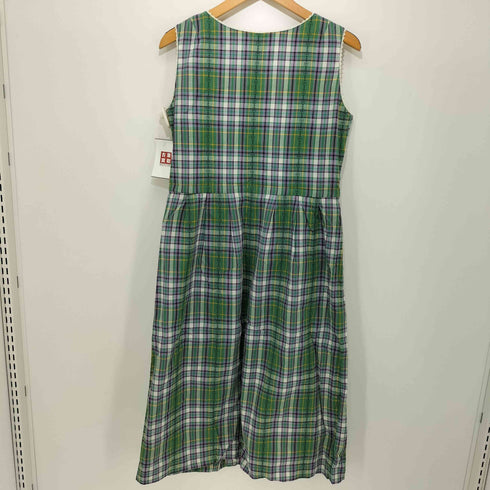 ヨークランド YORKLAND タータンチェック ノースリーブ シャツワンピース レディース