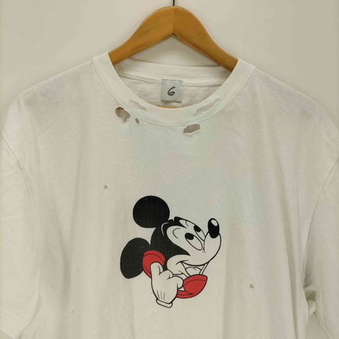 ロクビューティーアンドユースユナイテッドアローズ 6 BEAUTY & YOUTH UNITED ARROWS ダメージ加工 プリントTシャツ レディース JPN:L