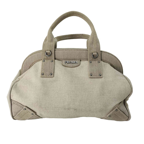 プラダ PRADA デニムキャンバストートバッグ ボストンバッグ レディース