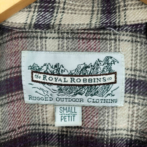 ROYAL ROBBINS 開襟 オンブレチェック 短丈 長袖シャツ メンズ JPN:S