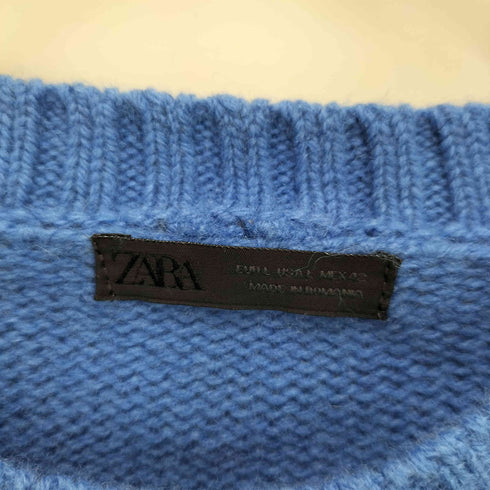 ザラ ZARA WOOL KNIT エルボーパッチ クルーネック ウール ニット メンズ import:L