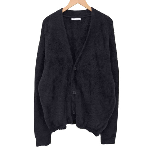 ザラ ZARA FAUX FUR TEXTURED CARDIGAN テクスチャ― シャギー カーディガン メンズ import:XL