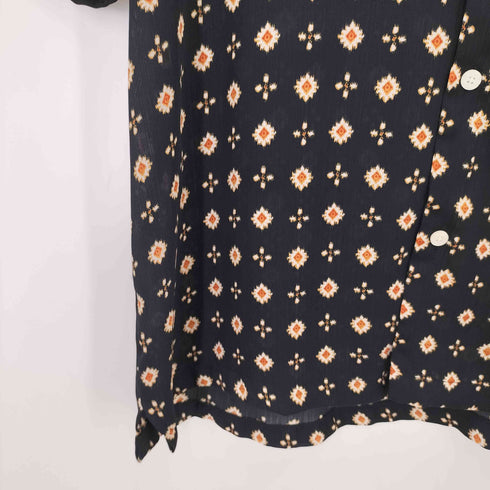 ザラ ZARA FLORAL PRINT SHIRT シアー オープンカラー S/S シャツ メンズ import:L