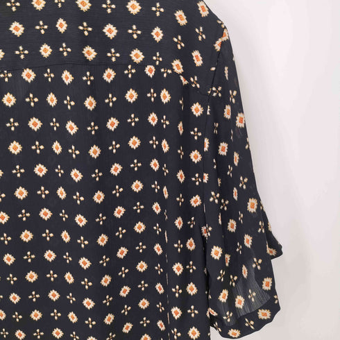 ザラ ZARA FLORAL PRINT SHIRT シアー オープンカラー S/S シャツ メンズ import:L