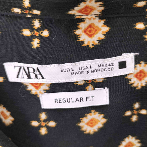 ザラ ZARA FLORAL PRINT SHIRT シアー オープンカラー S/S シャツ メンズ import:L