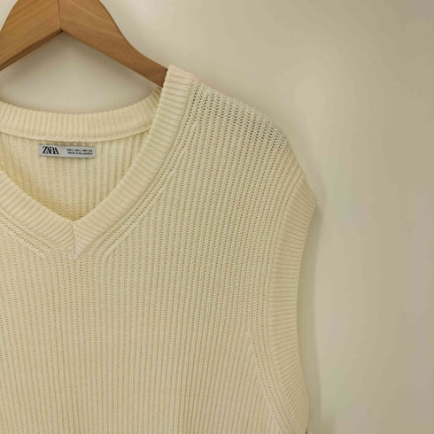 ザラ ZARA COTTON KNIT VEST コットン ニット ベスト メンズ import:L
