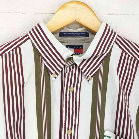 トミーヒルフィガー TOMMY HILFIGER ストライプ柄裾ロゴ刺繍BDシャツ メンズ JPN:XL