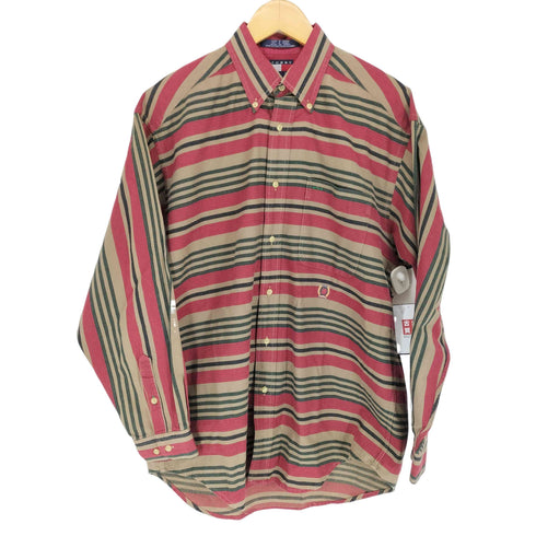 トミーヒルフィガー TOMMY HILFIGER ボーダー柄ロゴ刺繍BDシャツ メンズ JPN:M