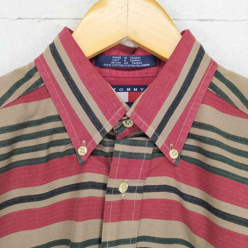 トミーヒルフィガー TOMMY HILFIGER ボーダー柄ロゴ刺繍BDシャツ メンズ JPN:M