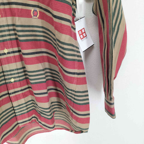 トミーヒルフィガー TOMMY HILFIGER ボーダー柄ロゴ刺繍BDシャツ メンズ JPN:M