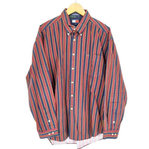 トミーヒルフィガー TOMMY HILFIGER ストライプ柄ロゴ刺繍BDシャツ メンズ JPN:XL
