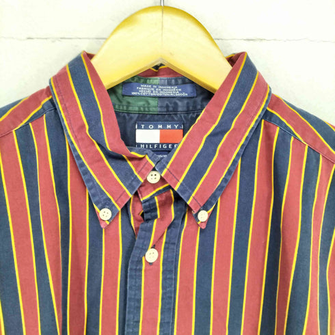 トミーヒルフィガー TOMMY HILFIGER ストライプ柄ロゴ刺繍BDシャツ メンズ JPN:XL