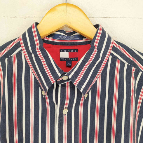 トミーヒルフィガー TOMMY HILFIGER ストライプ柄ロゴ刺繍BDシャツ メンズ JPN:XL