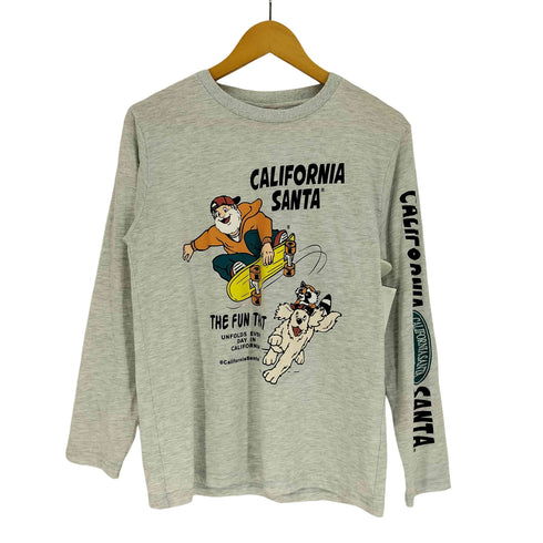 CALIFORNIA SANTA キャラクター スケボー 犬 タヌキ 3Dプリント L/S クルーネック Tシャツ メンズ import:M