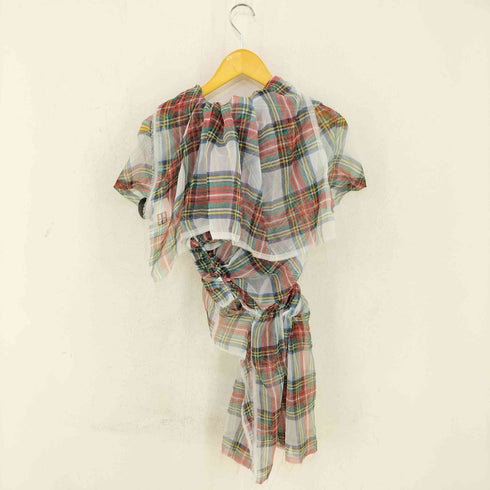コムデギャルソン COMME des GARCONS チェック柄 ギャザー半袖ブラウス レディース SS