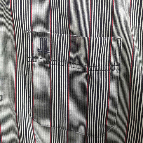 ラバンスポーツ LANVIN SPORT ロゴ刺繍 貝ボタン コットンポリ ボーダー長袖ポロシャツ メンズ 38