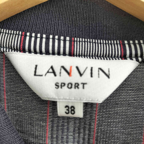ラバンスポーツ LANVIN SPORT ロゴ刺繍 貝ボタン コットンポリ ボーダー長袖ポロシャツ メンズ 38