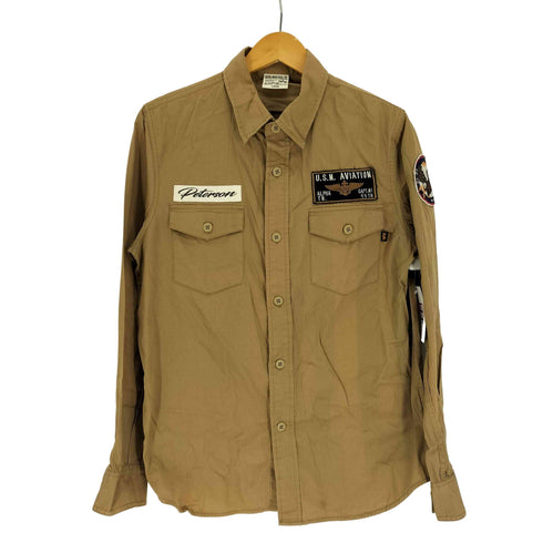 アルファインダストリーズ ALPHA INDUSTRIES USN AVIATION イーグルワッペン フラップポケット L/S ワーク シャツ メンズ import:L