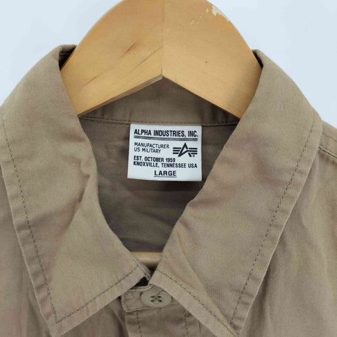 アルファインダストリーズ ALPHA INDUSTRIES USN AVIATION イーグルワッペン フラップポケット L/S ワーク シャツ メンズ import:L