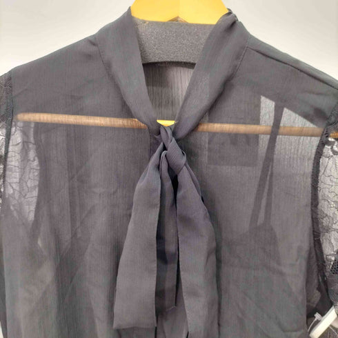 ザラ ZARA ボウタイデザイン ティアードレースミニワンピース レディース import:XS
