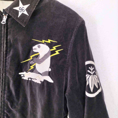 クロップドヘッズ CROPPED HEADS CHINA刺繍 別珍 パンダ 稲妻 家紋 スーベニアジャケット メンズ JPN:S