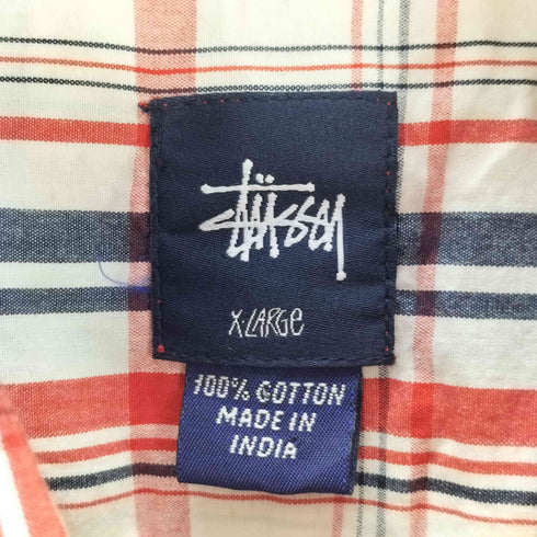 ステューシー Stussy 紺タグ 半袖チェックシャツ メンズ import:XL