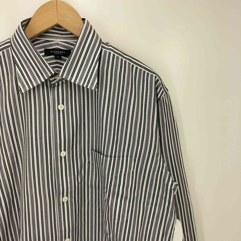 バーバリーロンドン BURBERRY LONDON ロゴ 刺繍 ストライプ レギュラーカラー L/S シャツ メンズ import:L