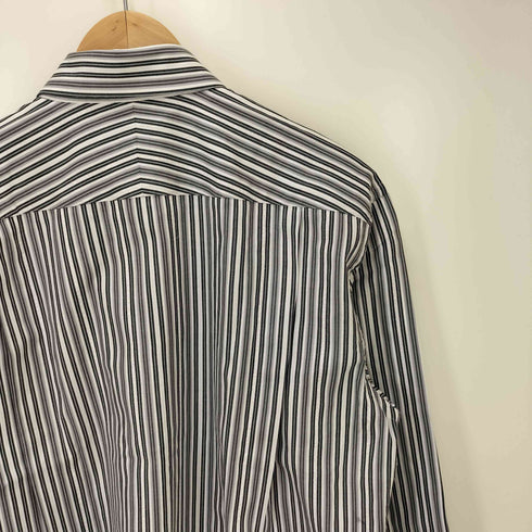バーバリーロンドン BURBERRY LONDON ロゴ 刺繍 ストライプ レギュラーカラー L/S シャツ メンズ import:L