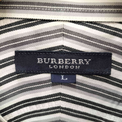 バーバリーロンドン BURBERRY LONDON ロゴ 刺繍 ストライプ レギュラーカラー L/S シャツ メンズ import:L