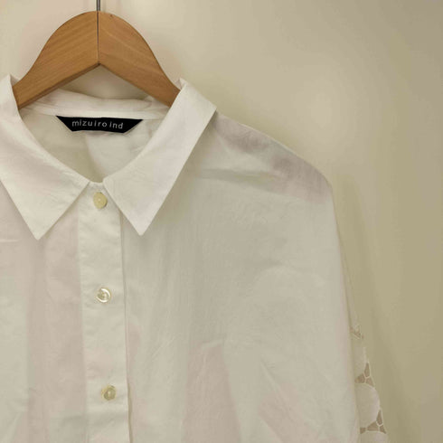 ミズイロインド mizuiro ind 25SS LACE MIX BOX SHIRT レース ミックス ボックス シャツ レディース FREE