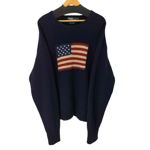 ポロバイラルフローレン Polo by RALPH LAUREN 90S 星条旗ウールニット メンズ import:XL