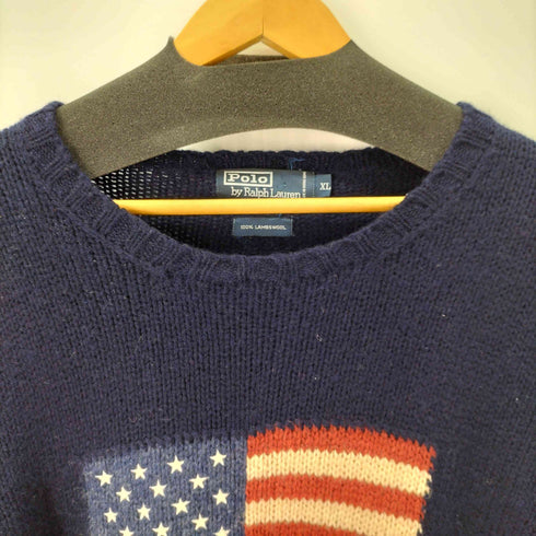 ポロバイラルフローレン Polo by RALPH LAUREN 90S 星条旗ウールニット メンズ import:XL