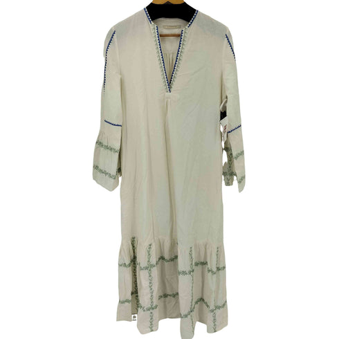 ヌキテパ NE QUITTEZ PAS Crimp Cotton Check Embroidery Flare Cuff Dress レディース JPN:M