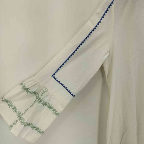 ヌキテパ NE QUITTEZ PAS Crimp Cotton Check Embroidery Flare Cuff Dress レディース JPN:M