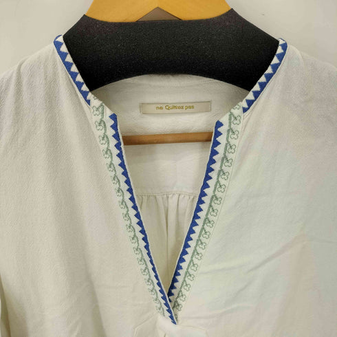 ヌキテパ NE QUITTEZ PAS Crimp Cotton Check Embroidery Flare Cuff Dress レディース JPN:M