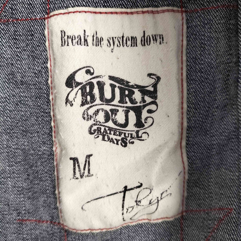 バーンアウト Burnout ロゴ刺繍 デニムカバーオール メンズ M