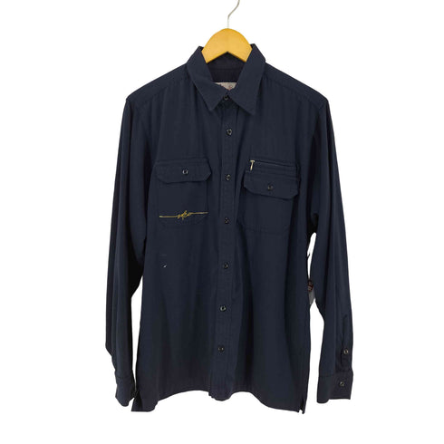 ヴォルコム VOLCOM USA製 ポリレーヨン L/S 2ポケットフロントロゴシャツ メンズ import:L