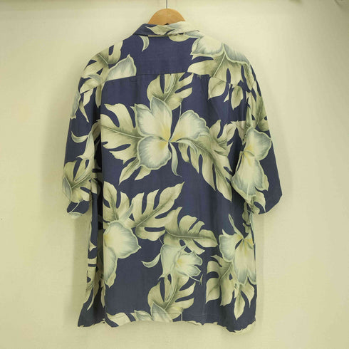 トミーバハマ Tommy Bahama 90S 絹 シルク100 ハイビスカス 花柄 半袖 オーバーサイズ オープンカラー アロハシャツ メンズ import:L