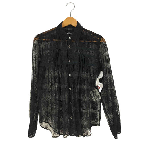 トリココムデギャルソン tricot COMME des GARCONS リボン ギャザー ピンタック デザイン レースシャツ レディース JPN:M