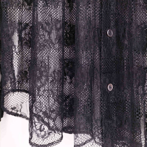 トリココムデギャルソン tricot COMME des GARCONS リボン ギャザー ピンタック デザイン レースシャツ レディース JPN:M