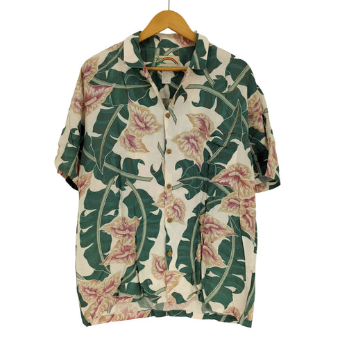PARADISE FOUND 90S ハワイ製 総柄 花柄 開襟 オープンカラー S/S アロハ シャツ メンズ import:L