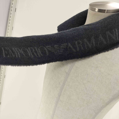 エンポリオアルマーニ EMPORIO ARMANI イタリア製 羊毛 ロゴ アイコン ウール マフラー メンズ