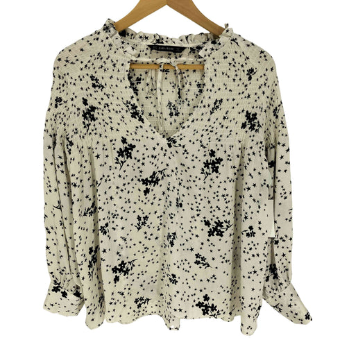 ザラ ZARA 星 花 総柄 オープン L/S シャツ ブラウス レディース import:M
