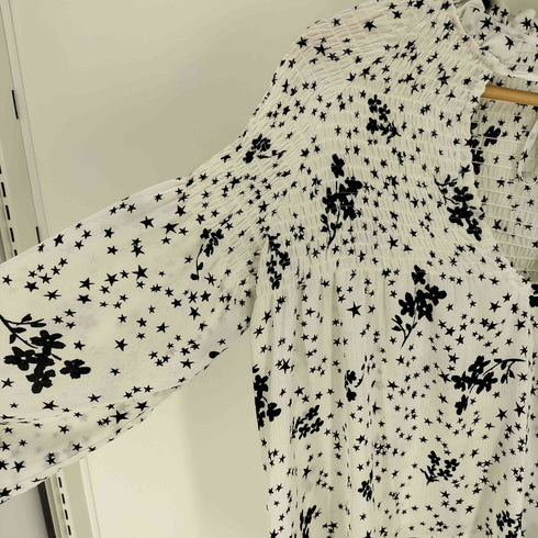 ザラ ZARA 星 花 総柄 オープン L/S シャツ ブラウス レディース import:M