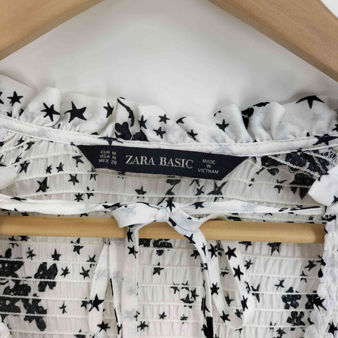 ザラ ZARA 星 花 総柄 オープン L/S シャツ ブラウス レディース import:M