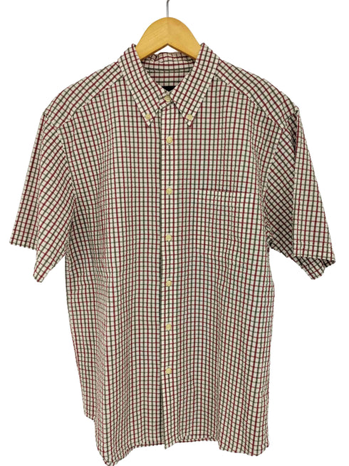 エディーバウアー Eddie Bauer シアサッカー ボタンダウンチェックシャツ メンズ import:M