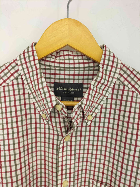 エディーバウアー Eddie Bauer シアサッカー ボタンダウンチェックシャツ メンズ import:M